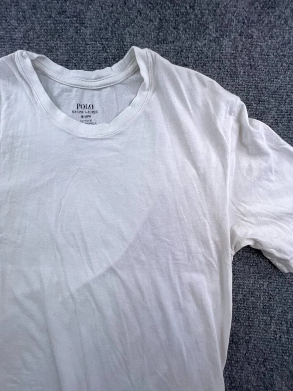 Polo Ralph Lauren 4D-Flex White Crewneck Long Tee T-Shirt w Pony Logo Soft Mediu